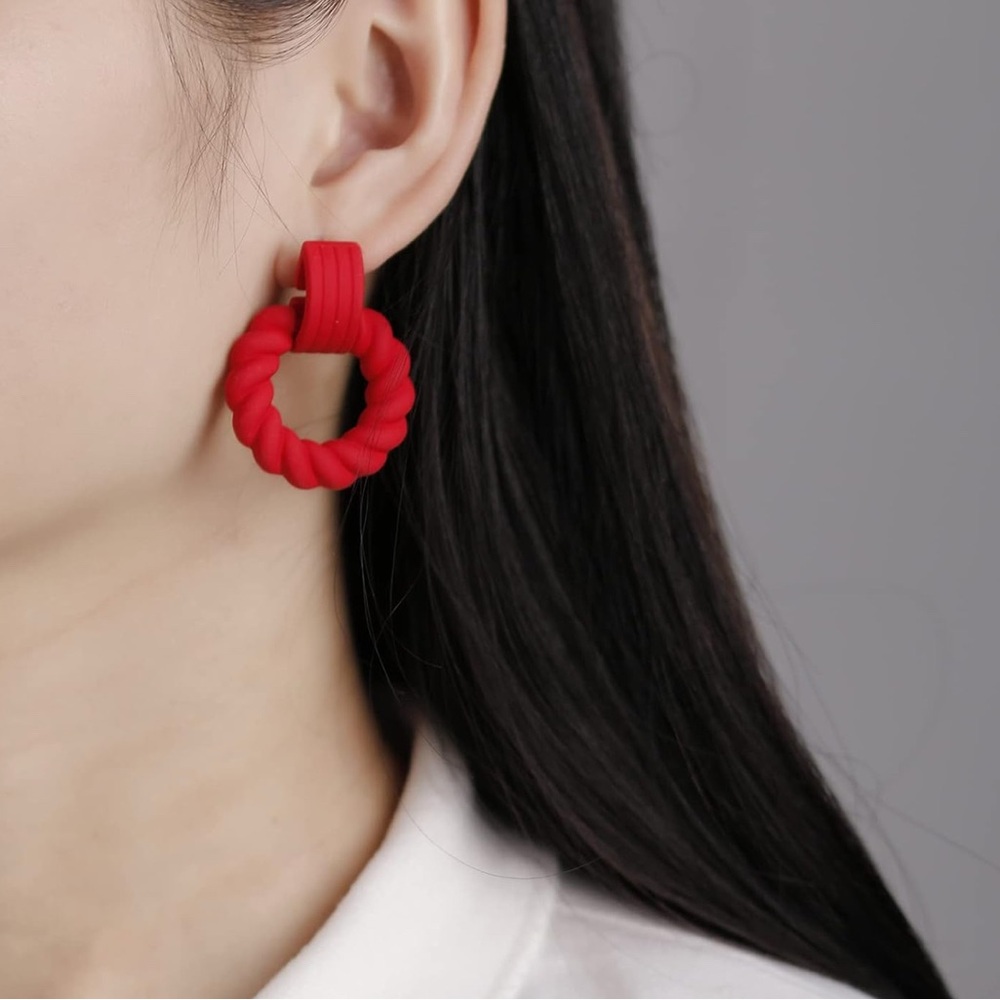 Red Statement Hoop Earrings